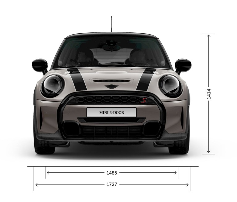 MINI‏ 3 דלתות Hatch - מבט קדמי - מידות