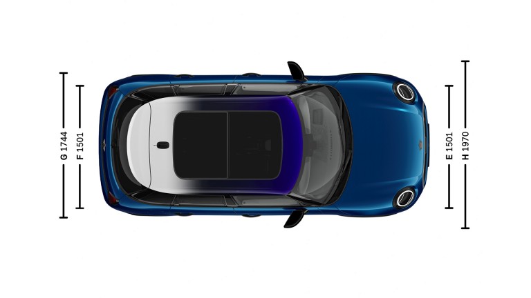 MINI Cooper‏ 5 דלתות - מידות - תמונת הקדמה ממעוף הציפור